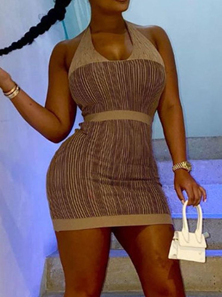 Patchwork Sem Mangas Acima Do Joelho Vestido Bodycon Feminino