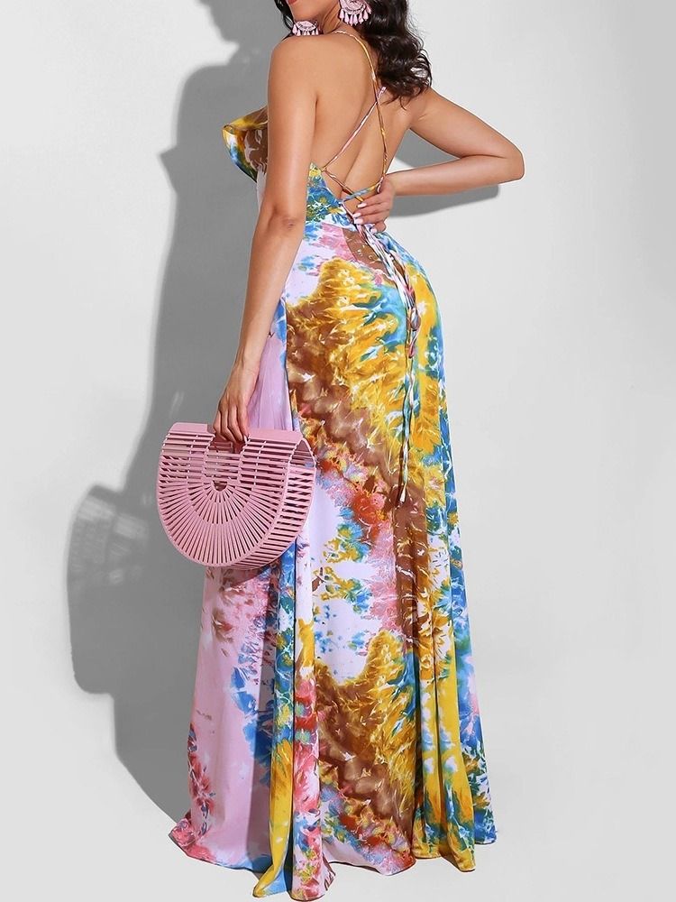 Pulôver Feminino Com Decote Em V Dividido Sem Mangas Colorido Vestido Bodycon