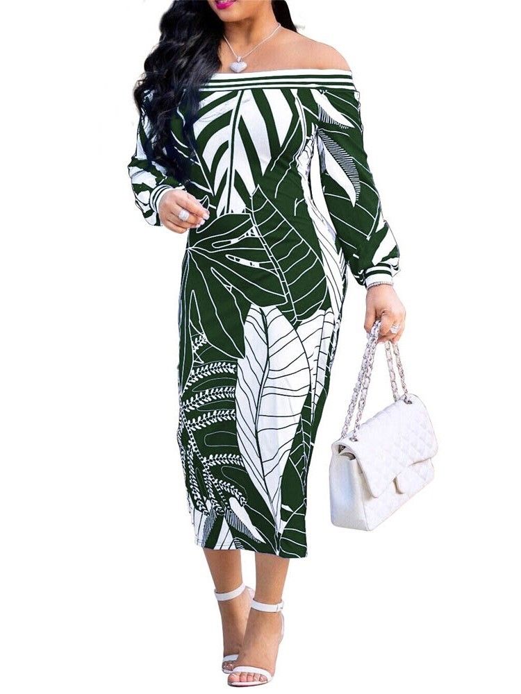 Pulôver Feminino Com Estampa De Manga Comprida De Meia Canela Vestido Geométrico