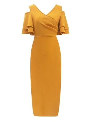 Pulôver Feminino Com Meia Manga Decote Em V Vestido Elegante
