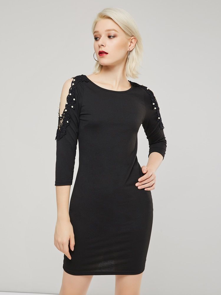 Vestido Bodycon Feminino Com Manga Três Quartos