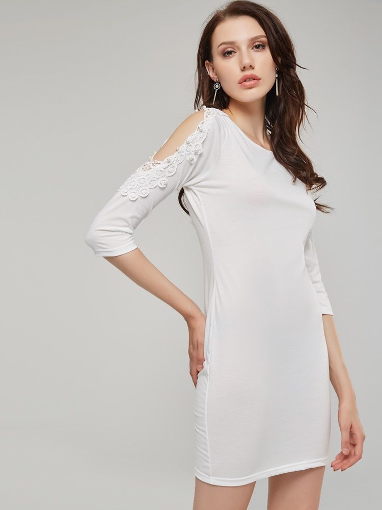 Vestido Bodycon Feminino Com Manga Três Quartos