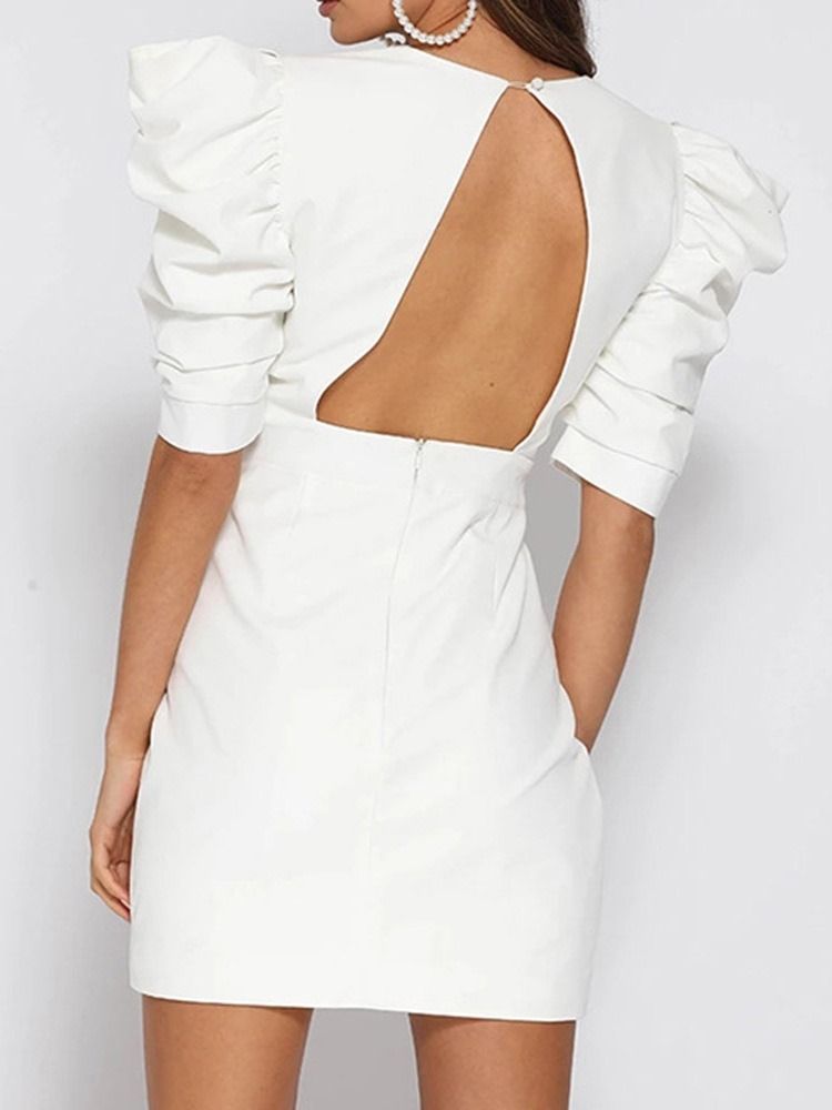 Vestido Com Decote Em V Meia Manga Acima Do Joelho Sexy Feminino
