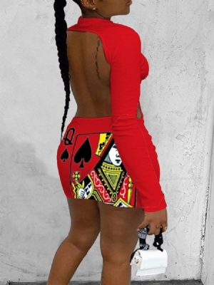 Vestido Estampado Feminino Com Gola Acima Do Joelho Pulôver Vestido De Primavera