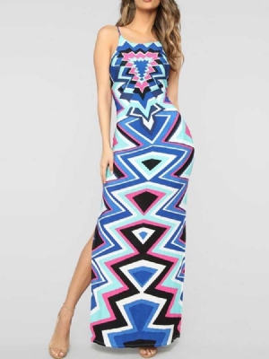 Vestido Feminino Africano Na Altura Do Tornozelo Sem Mangas Sem Mangas
