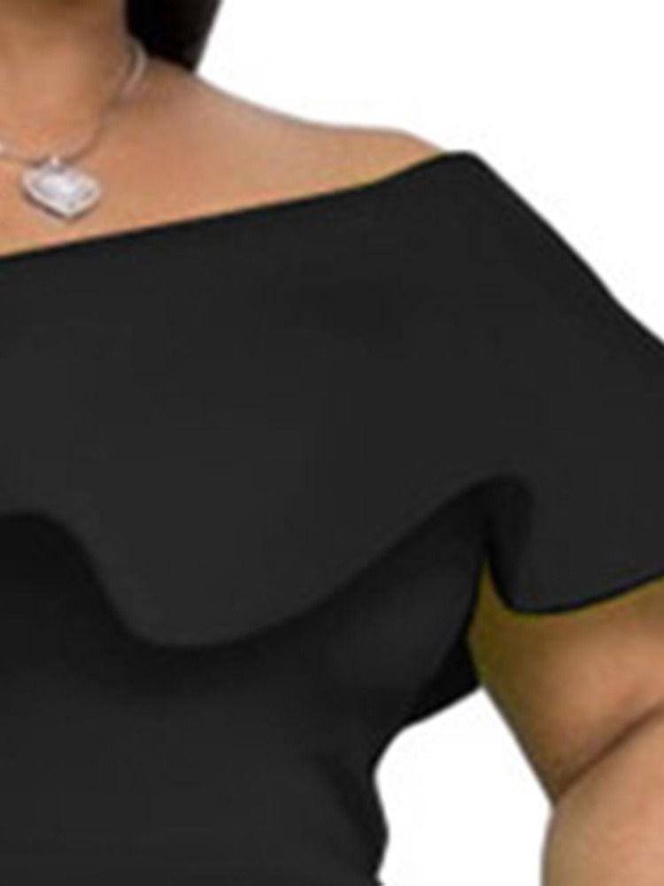 Vestido Feminino De Cintura Baixa Sem Ombros Assimétrico Liso Bodycon
