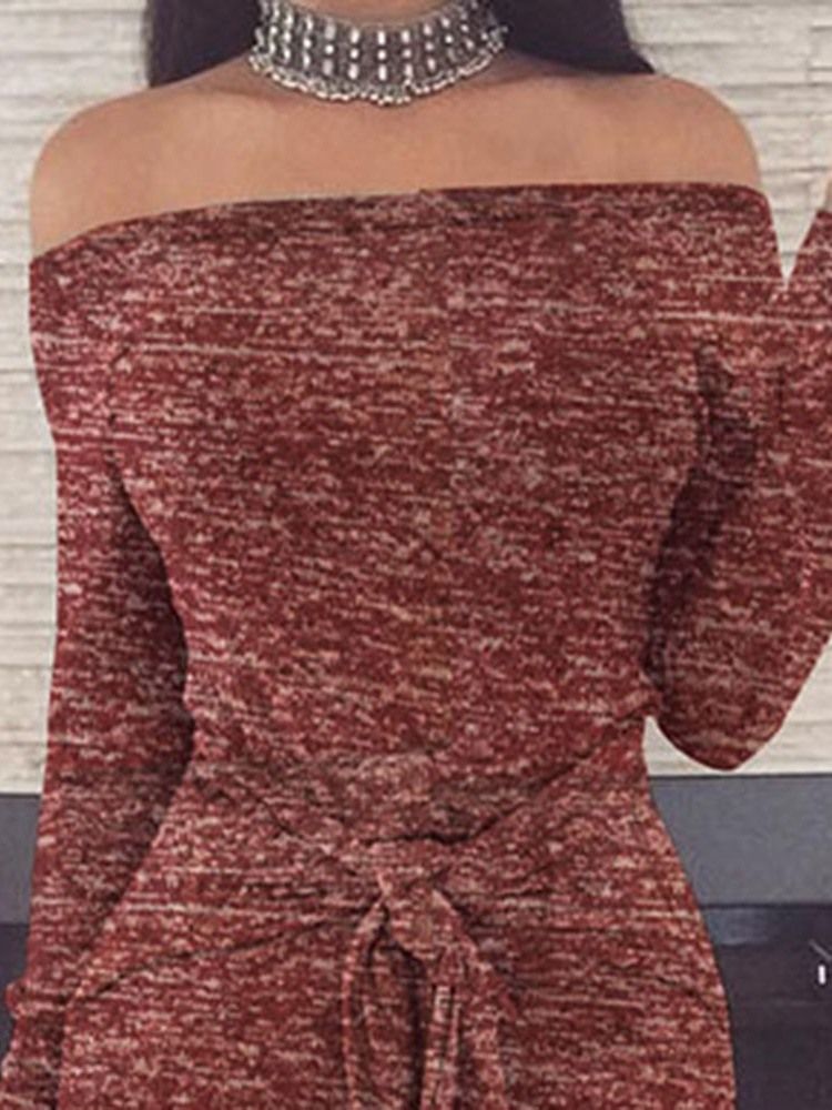 Vestido Feminino Com Cadarço Sem Ombros E Bainha Na Panturrilha
