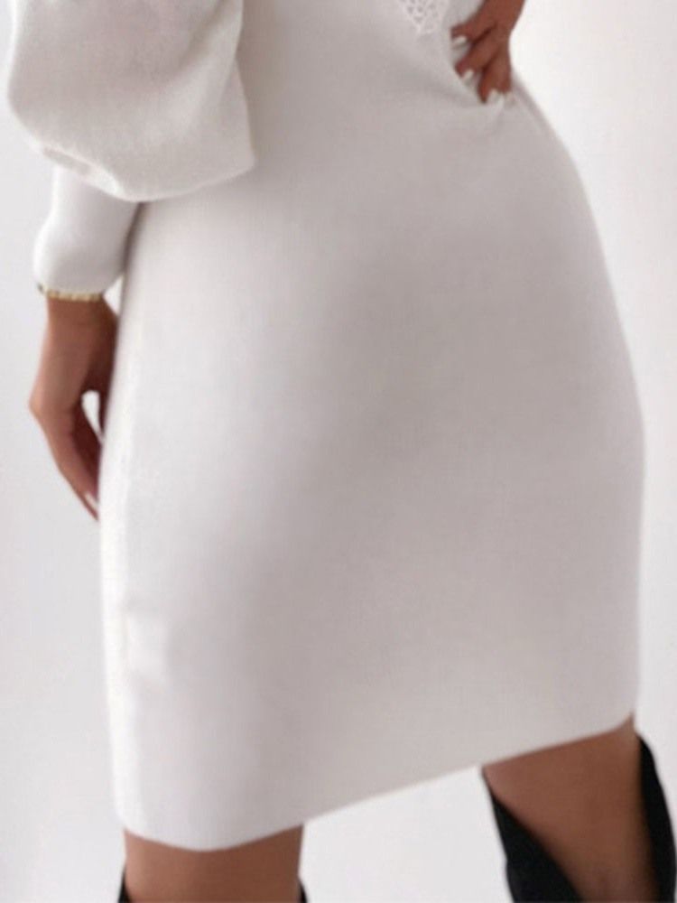 Vestido Feminino Com Decote Em V Acima Do Joelho E Sem Encosto Com Lanterna Bodycon