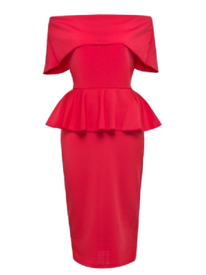 Vestido Feminino Com Decote Redondo E Babados Bodycon