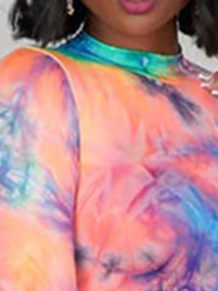 Vestido Feminino Com Gola Longa Manga Comprida Estampado Inverno