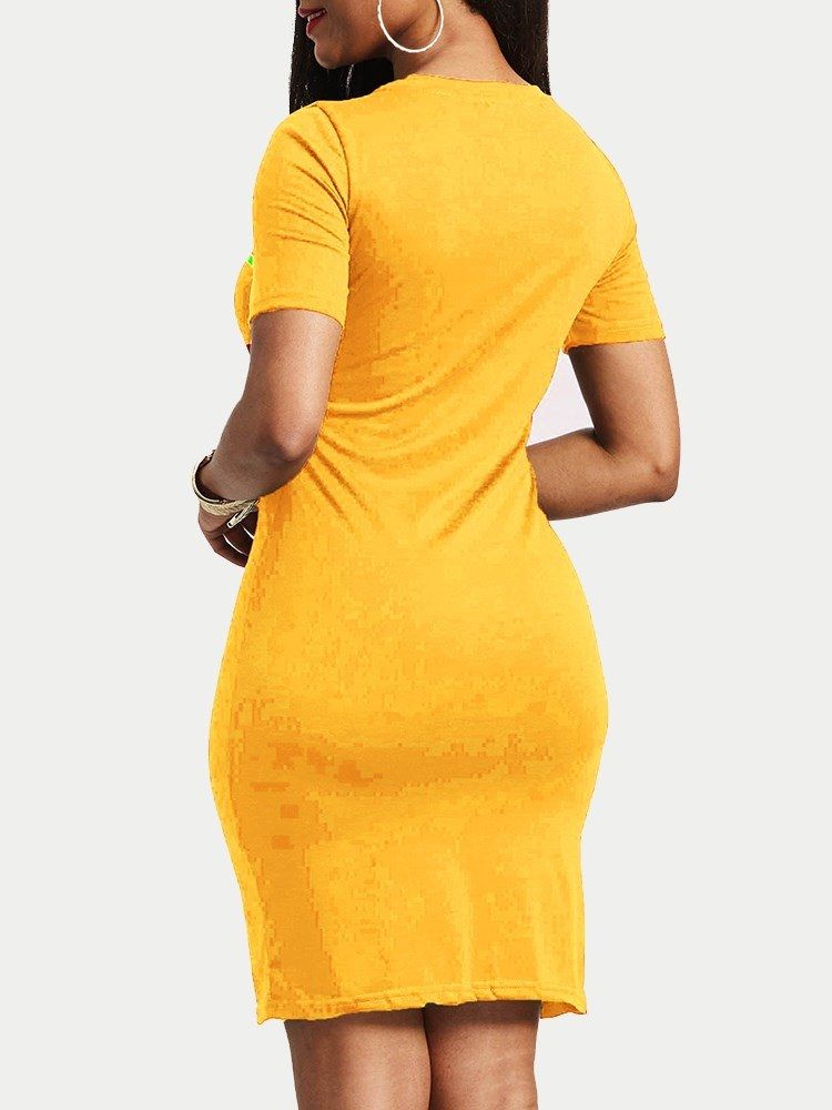 Vestido Feminino Com Impressão Carta Ocidental