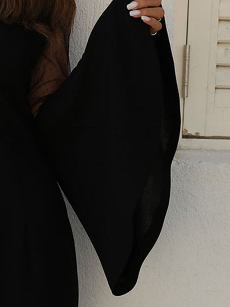 Vestido Feminino Em Patchwork De Pescoço Redondo Na Altura Do Joelho Pulôver Com Manga Larga