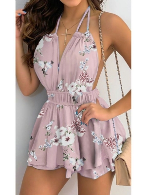 Vestido Feminino Estampado Sem Mangas Com Decote Em V Estilo Pulôver