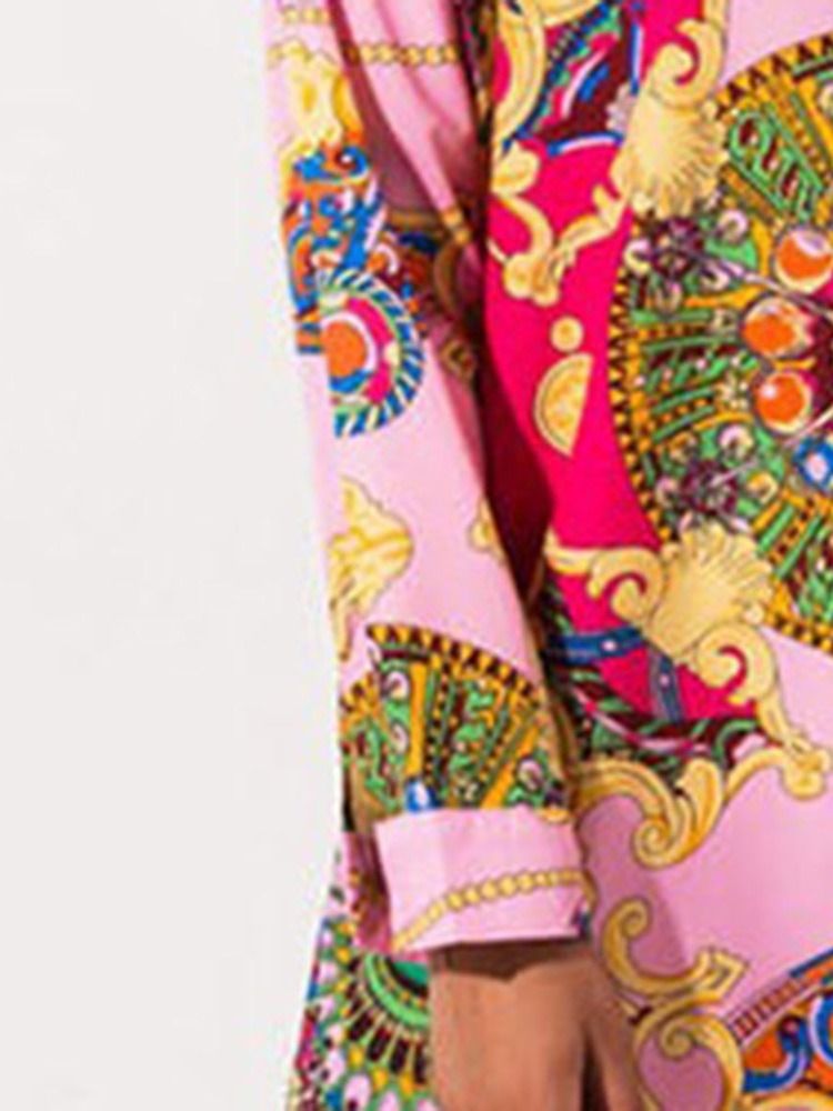 Vestido Feminino De Gola Pólo Assimétrica De Manga Comprida Com Peito Único