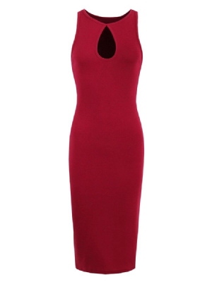 Vestido Feminino De Gola Redonda Lisa Oco Bodycon