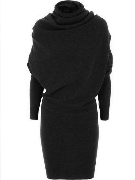 Vestido Feminino Heap Collar Patchwork Manga Comprida