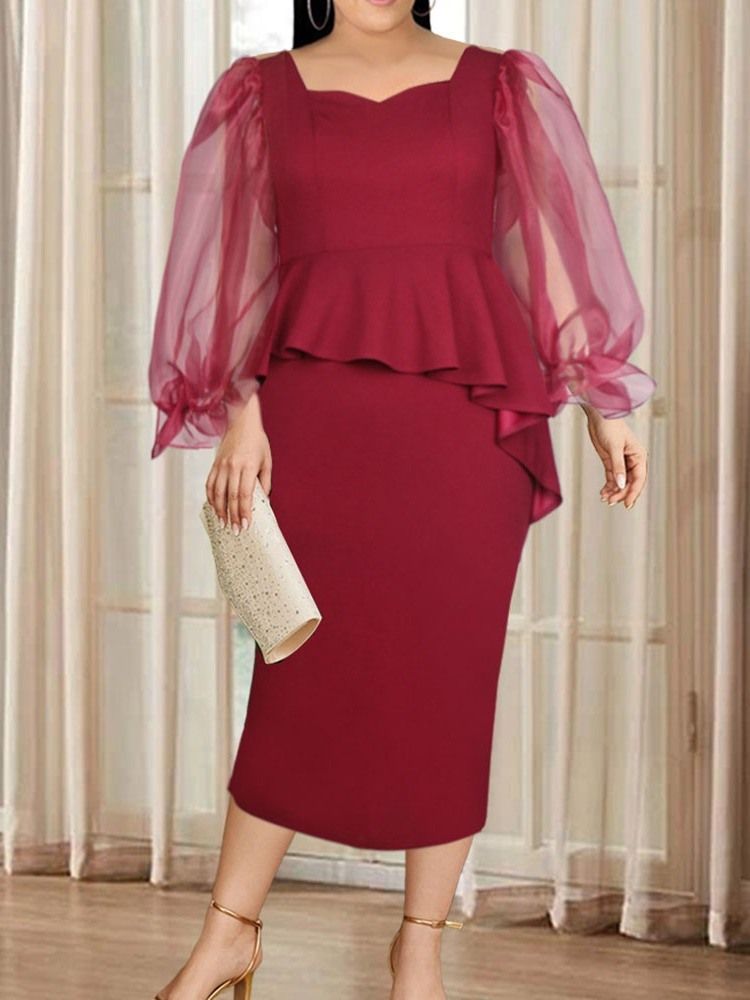 Vestido Feminino De Malha Manga Longa Malha Bodycon Bodycon