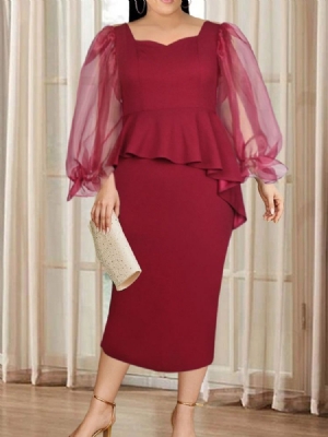 Vestido Feminino De Malha Manga Longa Malha Bodycon Bodycon