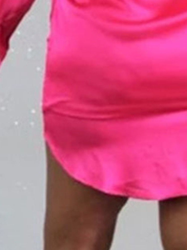 Vestido Feminino De Manga Comprida Assimétrica Acima Do Joelho Cintura Baixa