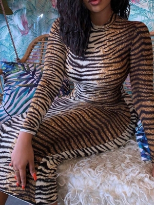 Vestido Feminino De Manga Comprida Meia Panturrilha Bodycon Sexy