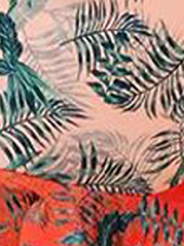 Vestido Feminino De Manga Curta Com Decote Em V Estampado Com Babados