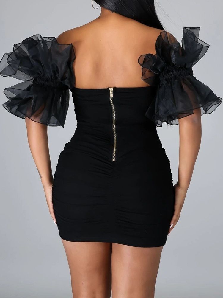 Vestido Feminino De Manga Curta Com Mangas Curtas Patchwork Fashion