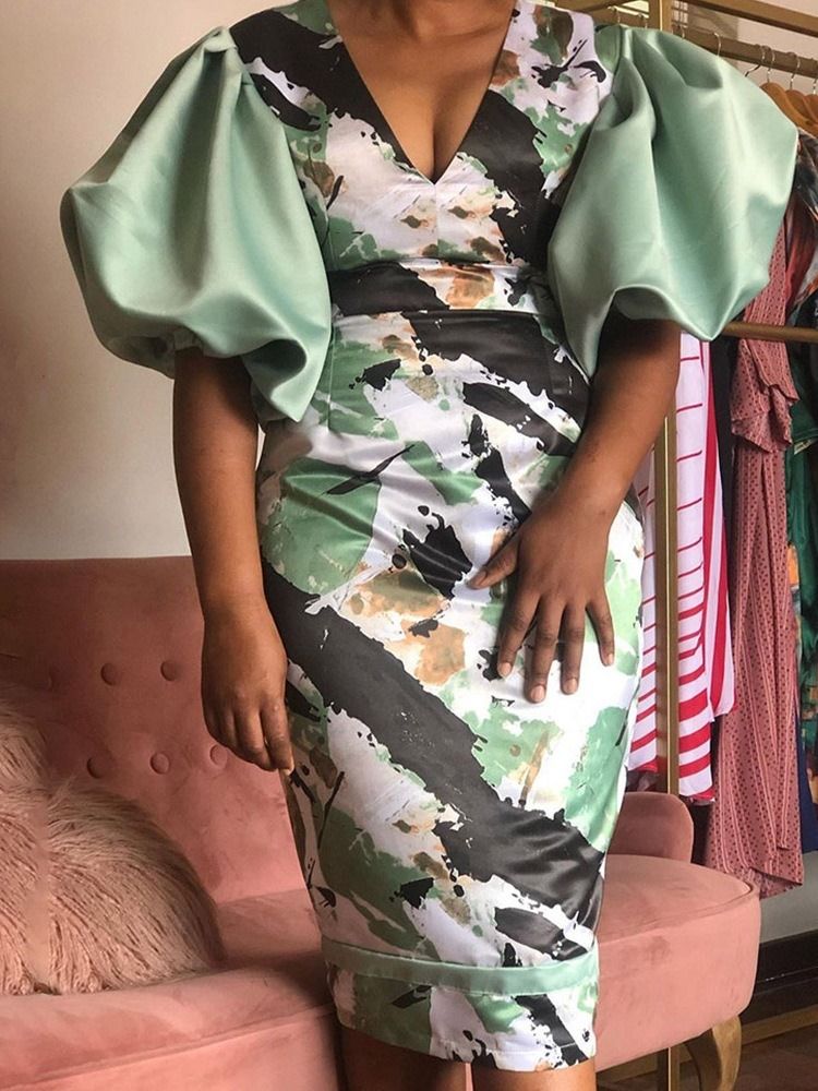 Vestido Feminino Na Altura Do Joelho Meia Manga Pulôver Plissado Cintura Alta