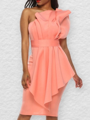 Vestido Feminino Plissado Sem Mangas Na Altura Do Joelho Sweet Bodycon
