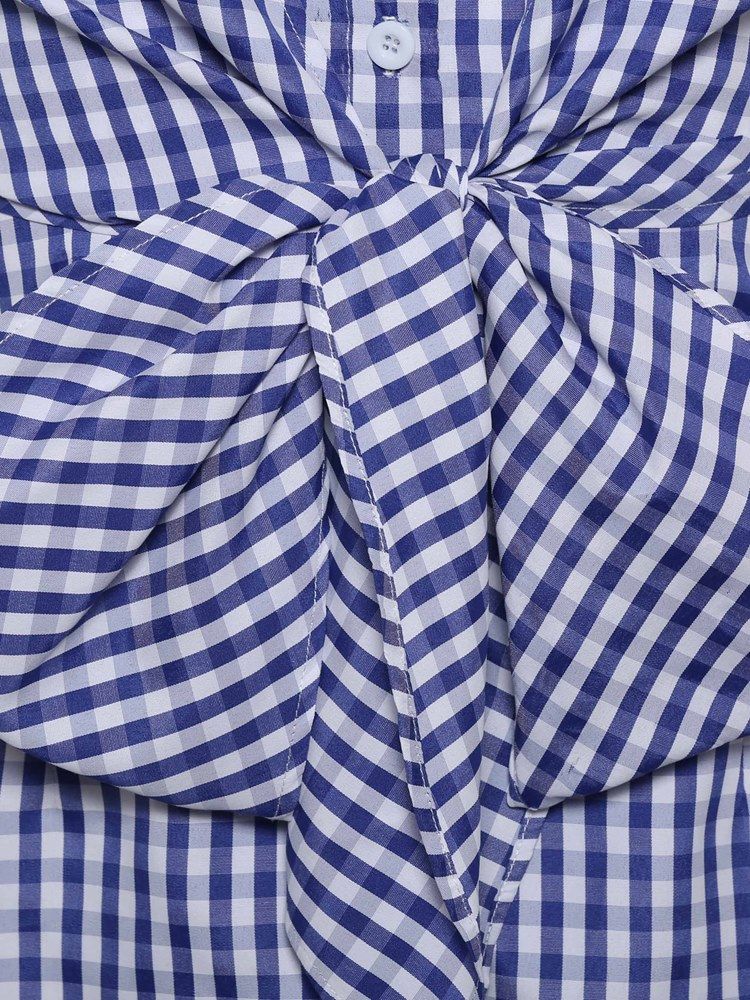 Vestido Feminino De Poliéster De Poliéster Com Decote Azul