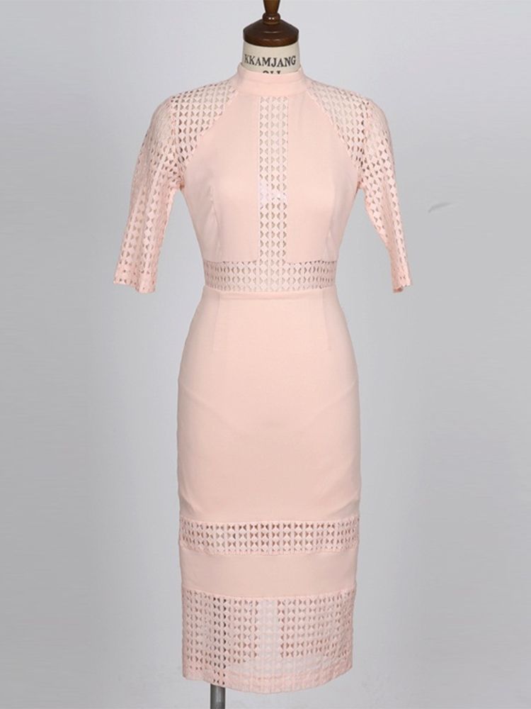 Vestido Feminino Rosa Oco Patchwork Bodycon