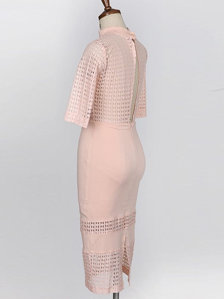 Vestido Feminino Rosa Oco Patchwork Bodycon