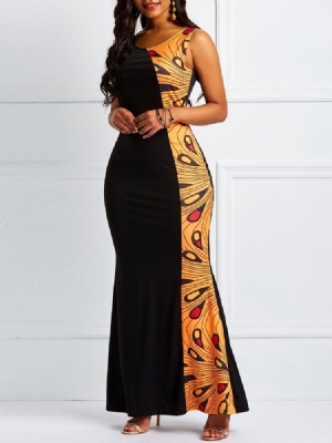 Vestido Feminino Sem Mangas Com Estampa Geométrica Colorida