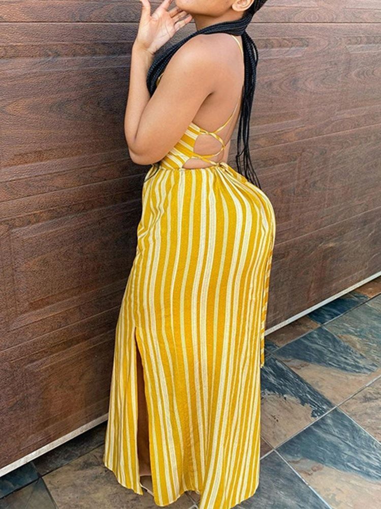 Vestido Feminino Sem Mangas Com Pulôver Até O Chão