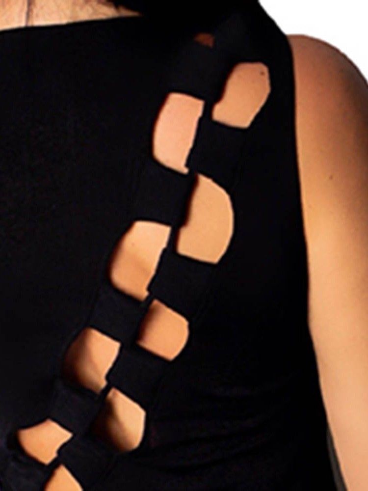Vestido Feminino Sem Mangas Com Renda Média Na Panturrilha