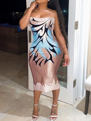 Vestido Feminino Sem Mangas Estampado Sem Mangas Na Barriga Da Perna