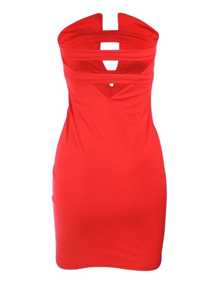 Vestido Feminino Sem Mangas Oco Acima Do Joelho Liso Na Cintura