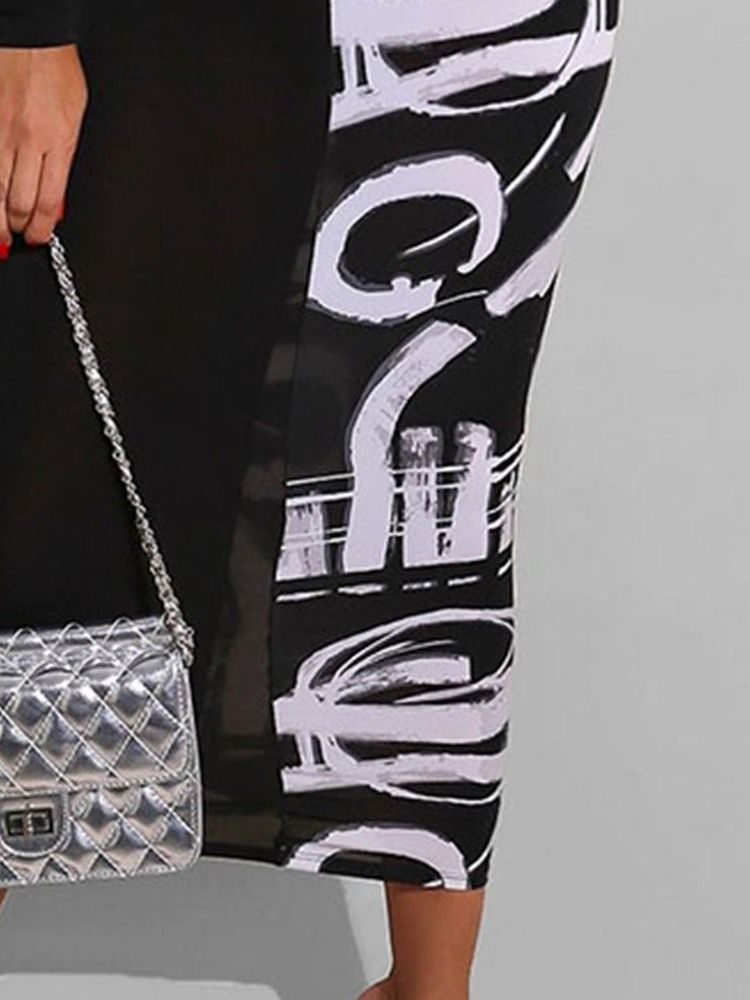 Vestido Feminino Sem Ombro Estampado Meio Panturrilha Sexy Ombro Frio