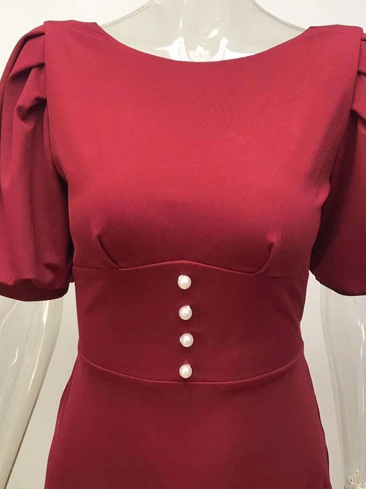 Vestido De Festa Feminino De Manga Curta Sem Costas Panturrilha Média