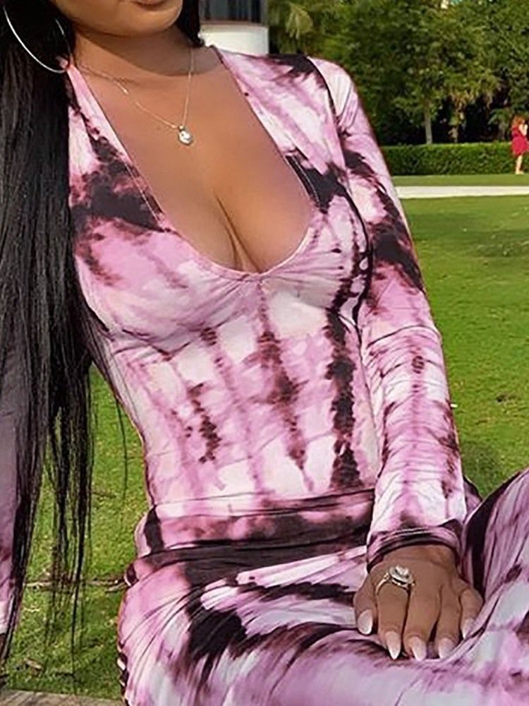 Vestido Normal Com Estampa Bainha Feminina De Manga Três Quartos Na Altura Do Tornozelo