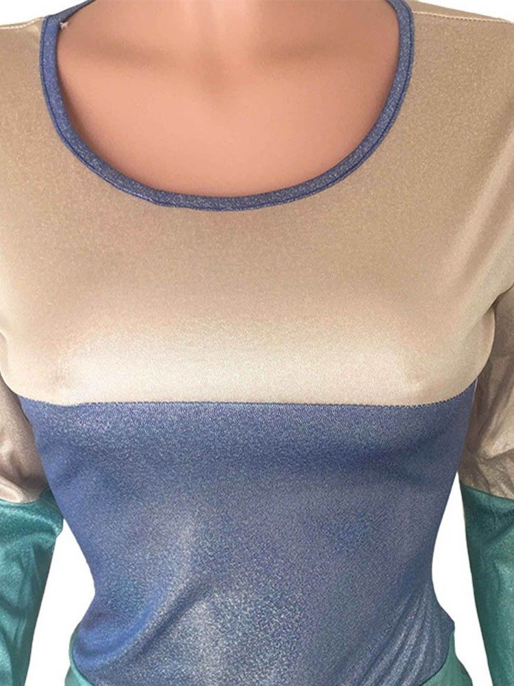Vestido De Primavera Regular Feminino Com Manga De Nove Pontos Em Volta Do Pescoço Até O Joelho