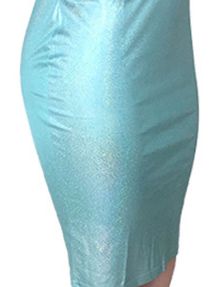 Vestido De Primavera Regular Feminino Com Manga De Nove Pontos Em Volta Do Pescoço Até O Joelho