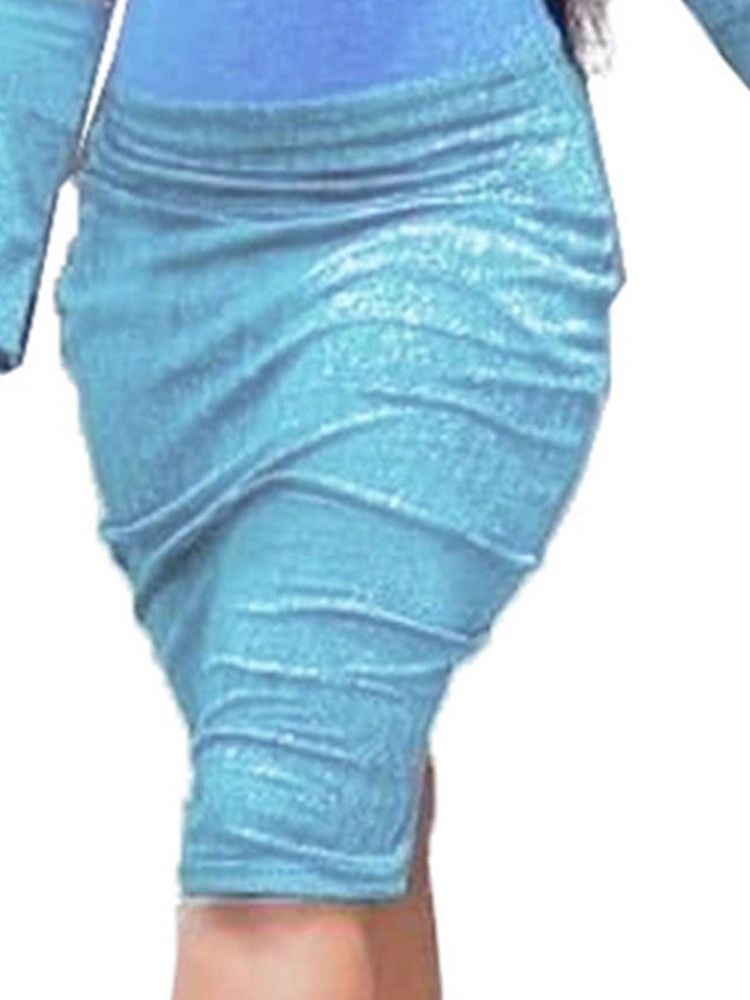 Vestido De Primavera Regular Feminino Com Manga De Nove Pontos Em Volta Do Pescoço Até O Joelho