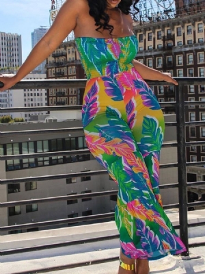 Imprimir Macacão Feminino Floral Slim Bellbottoms Na Altura Do Tornozelo