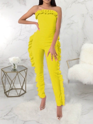 Macacão Bowknot Simples Magro Comprimento Completo Feminino