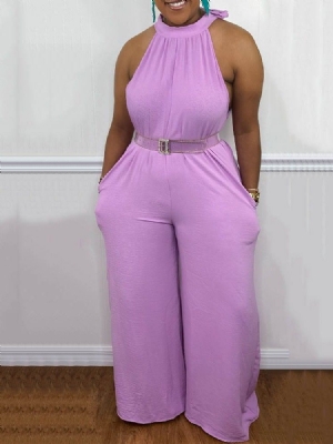 Macacão De Comprimento Total Bolso Liso Fino Reto Feminino