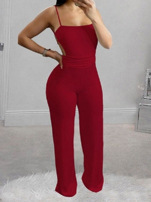 Macacão De Comprimento Total Fashion Feminino Reto E Sem Costas