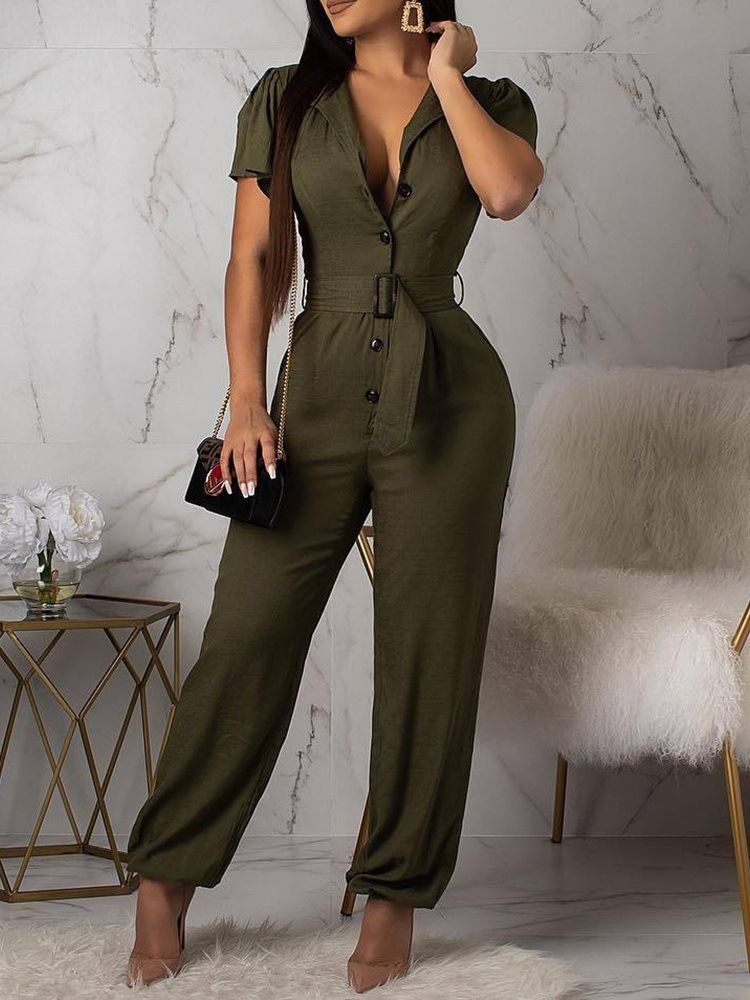 Macacão Elegante Liso Feminino De Cintura Alta E Cintura Alta