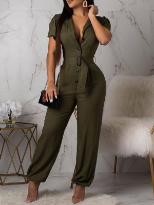Macacão Elegante Liso Feminino De Cintura Alta E Cintura Alta
