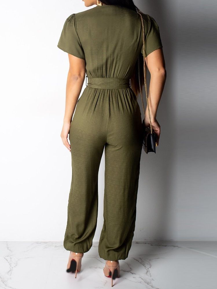 Macacão Elegante Liso Feminino De Cintura Alta E Cintura Alta