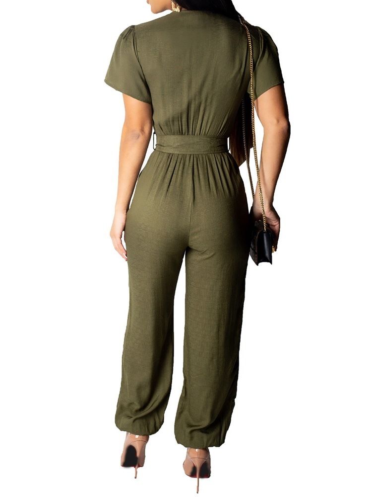 Macacão Elegante Liso Feminino De Cintura Alta E Cintura Alta